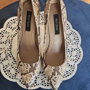 White House Black Market Snake Print Heels